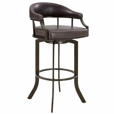 ARMEN LIVING 26 in. Pharaoh Swivel Auburn Bay & Faux Leather Bar Stool Brown 721535743292